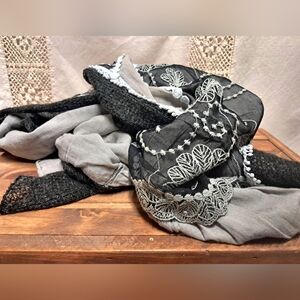 Handmade Floral Embroidery And Lace Table Runner